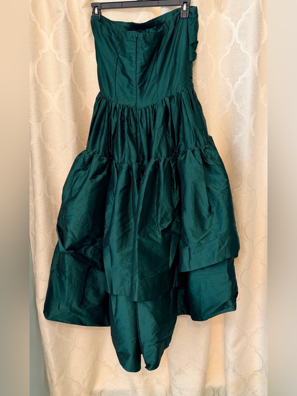 Strapless Emerald Green Ruffled High-Low Dress - Picture 5 of 5